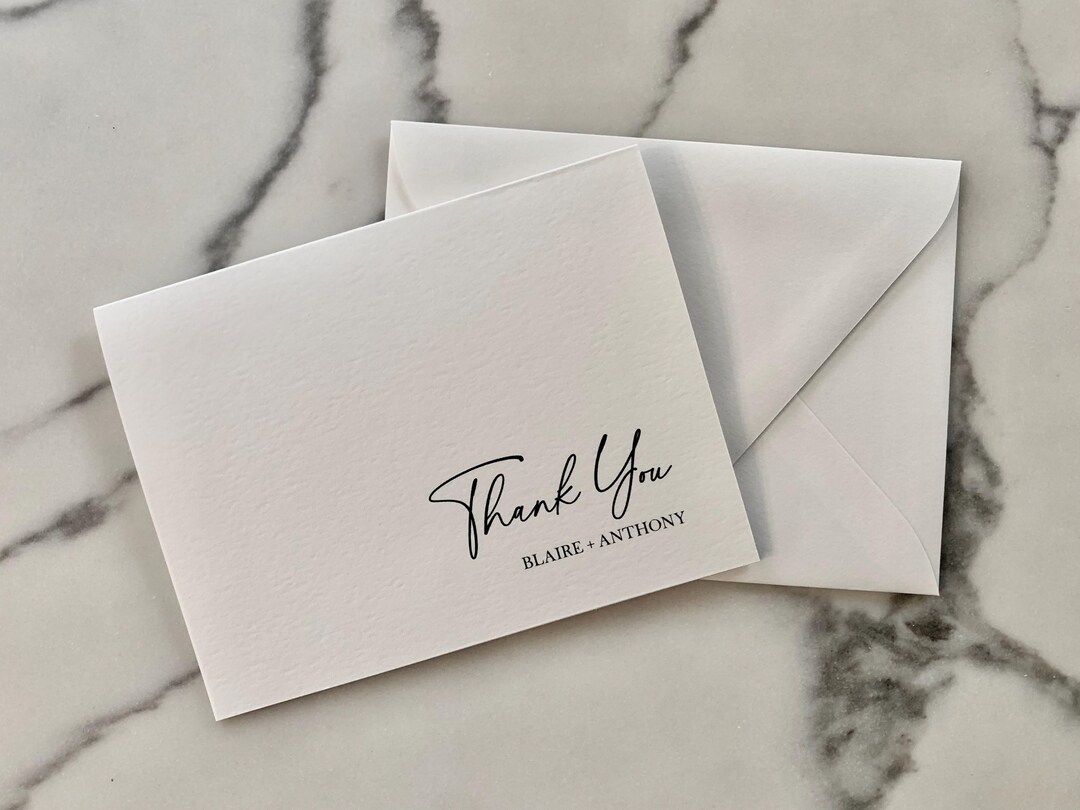 Personalized Wedding Thank You Cards - White Card Stock (set of 10) - Etsy