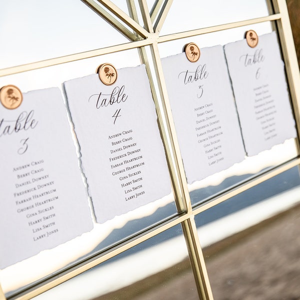 Table de table pour mariage avec liste de table en papier (imprimée)