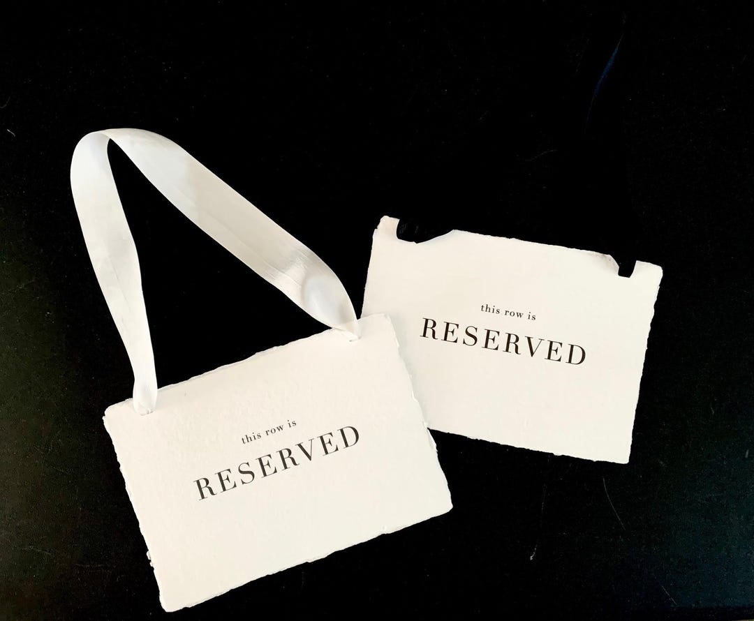 Modern Reserved Wedding Sign - Hanging Sign With Silk Ribbon - Deckled ...