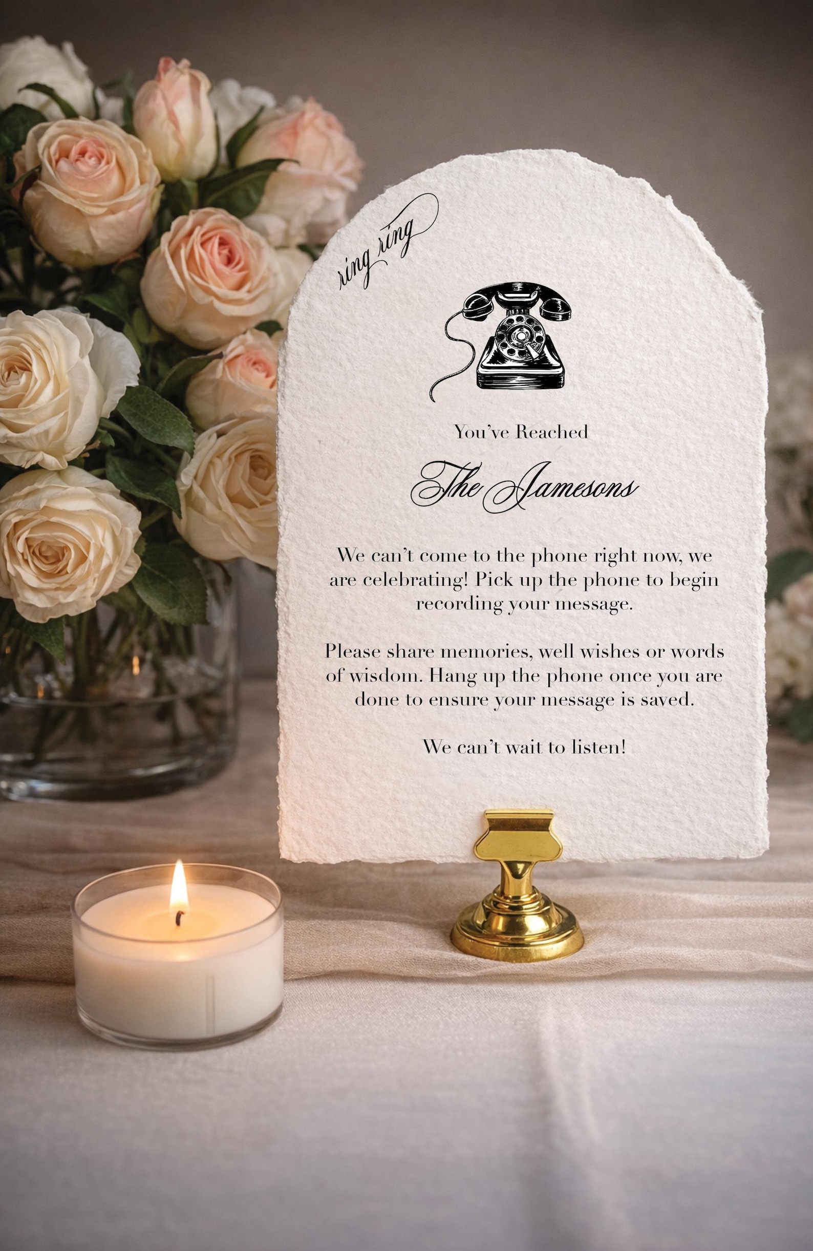 personalised audio guest book sign, wedding voicemail... Wedding Audio Guest Book Sign- Customized With Name on Handmade Deckled ...