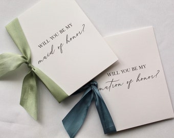 Bridesmaid Proposal Card- Silk Ribbon- Maid of Honor Proposal Card