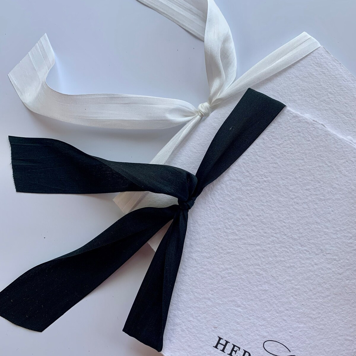 BLACK RIBBON Wedding Vow Book Deckled Edge Booklet Handmade Paper With Silk Ribbon - Etsy
