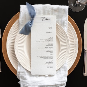 Deckled Edge Menu with Place Card Sold in Sets of 10 Frayed Silk Ribbon image 4