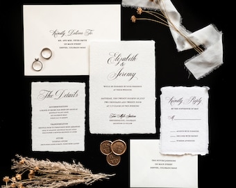 Suite per inviti di nozze (venduti in set da 10) - Inviti di nozze personalizzati - Opzione carta decorata a mano