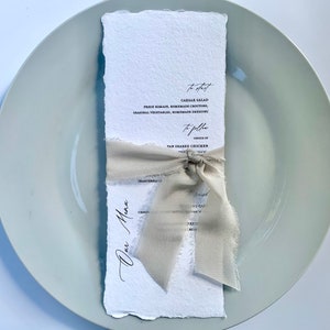 Menu weselne (sprzedawane w zestawach po 10 sztuk) - Menu z papieru czerpanego Deckled Handmade - Menu weselne z kartonu
