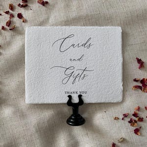 wedding cards and gifts sign on handmade deckled cotton paper