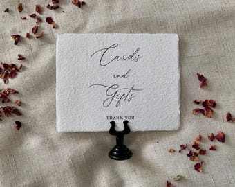 Wedding "Cards and Gifts" Sign- Handmade Deckled Paper- Wedding Signage - Elegant Custom Wedding Sign