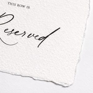 This Row is Reserved Wedding Sign | Handmade, Deckled, Silk Ribbon ...