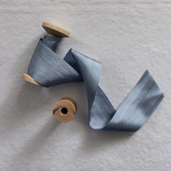 Silk Ribbed Belt, Blue