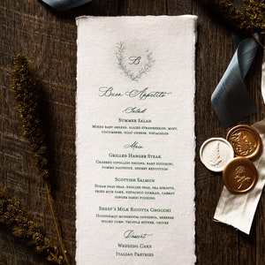 Monogramm-Menü BEDRUCKT (10er-Set) - Deckled Edge-Menü - Hochzeitsmenü