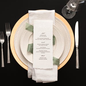 Menù di nozze in rilievo (venduto in set da 10) - Carta con bordo frastagliato - Carta cartoncino - Menù di nozze personalizzato