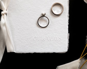 Embossed Elegant Deckled Edge Vow Book (Sold INDIVIDUALLY) - Wedding Vow Books with Silk Ribbon - Our Vows - His Vows - Her Vows