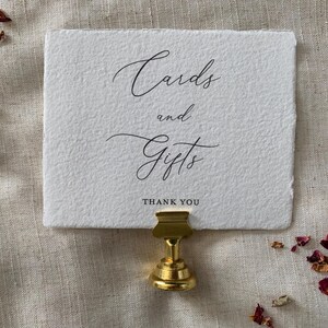 Wedding "Cards and Gifts" Sign- Handmade Deckled Paper- Wedding Signage - Elegant Custom Wedding Sign image 4