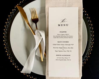 Minimalist Wedding Menu – Deckled Edge Card Stock (Set of 10)