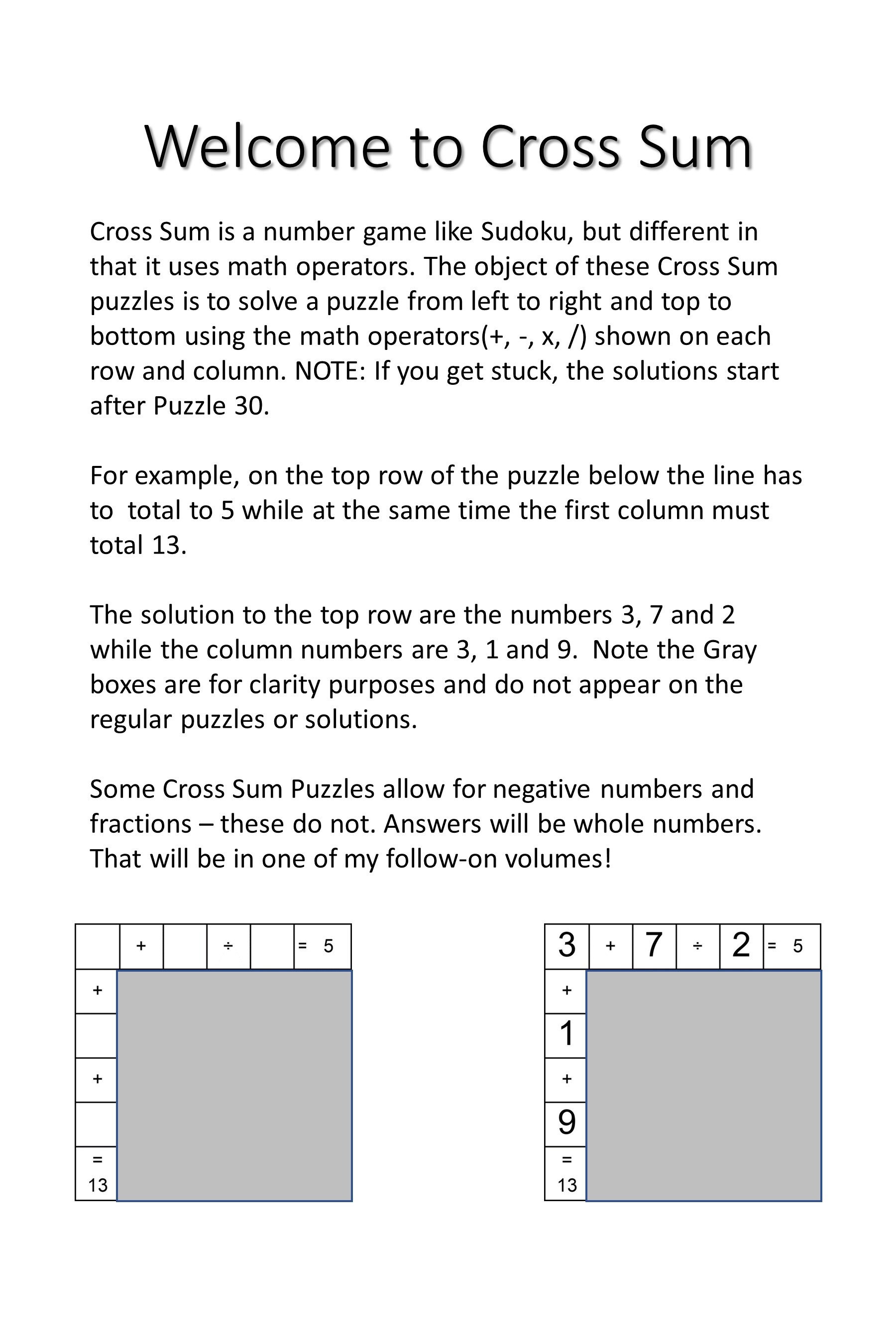 Cross Sum The Fun Math Puzzle Printable Solve Math | Etsy