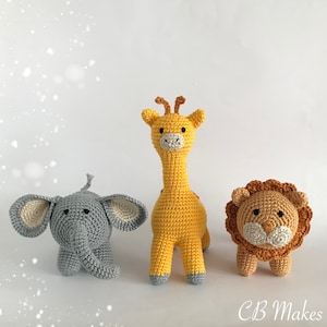 Crochet Safari, elephant, lion, giraffe - Amigurumi Pattern