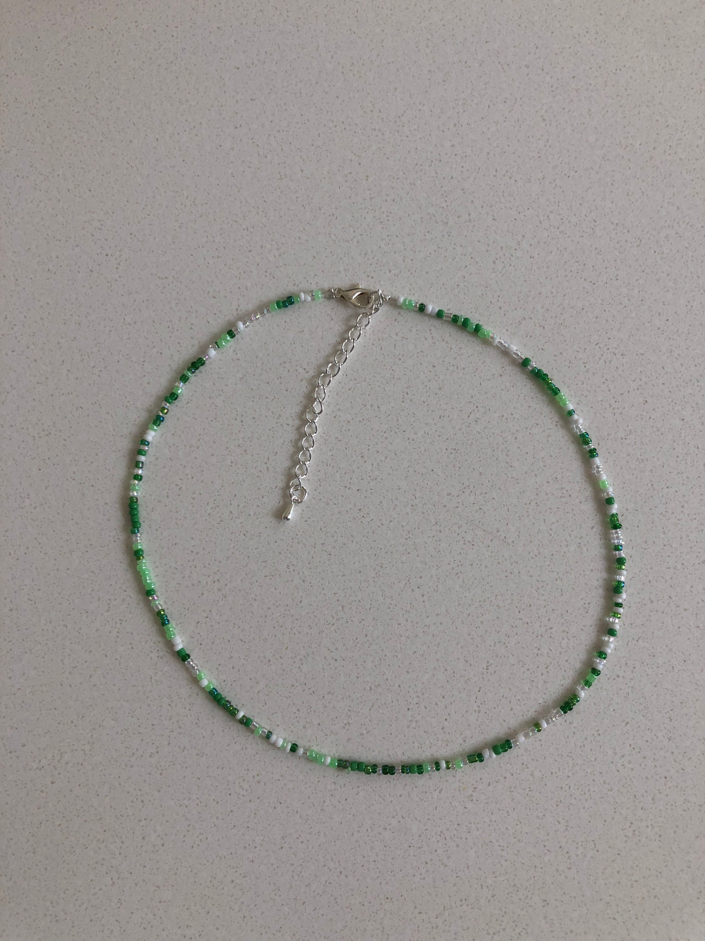Mixed Green Sead Bead 100 Strand Necklace