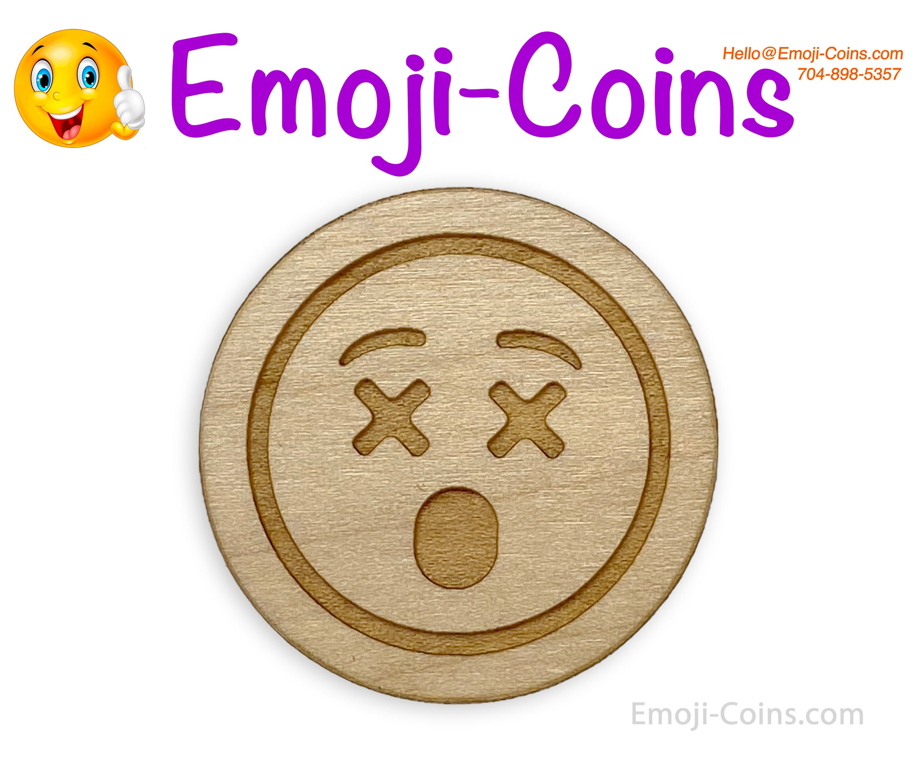 Dizzy Face Emoji-Coin Personalized Laser Engraved Tokens ...