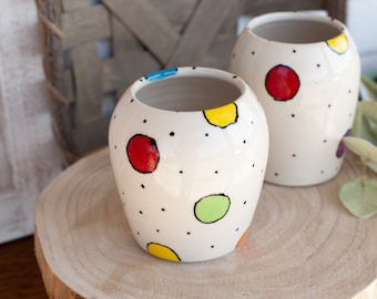 Dots Bud Vase - Ceramic Bud Vase - Handmade Pottery - Porcelain Pottery Vase