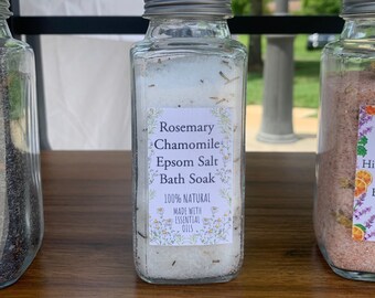 Rosemary Chamomile Natural Epsom Bath Salt infused with Essential Oils