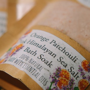 Organic Bath Salt Bag- Orange Patchouli Pink Himalayan Sea Salt