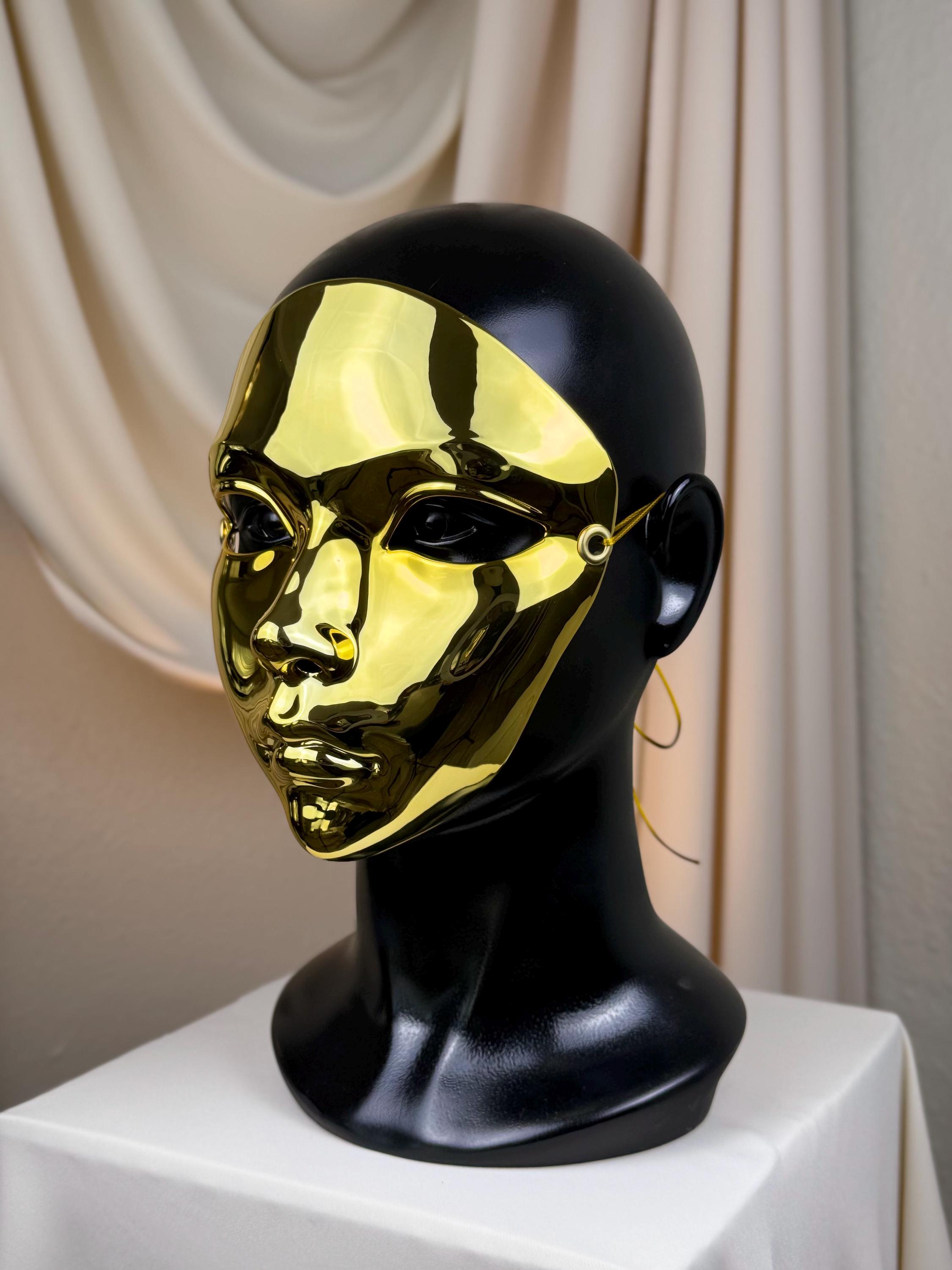 Matte Gold Metallic Full Face Mask: Mirror Shine or Matte Satin Couture ...