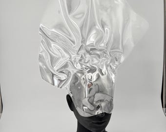 Clear Futuristic Face Mask: Sculptural Headpiece, Rave Festival Costume