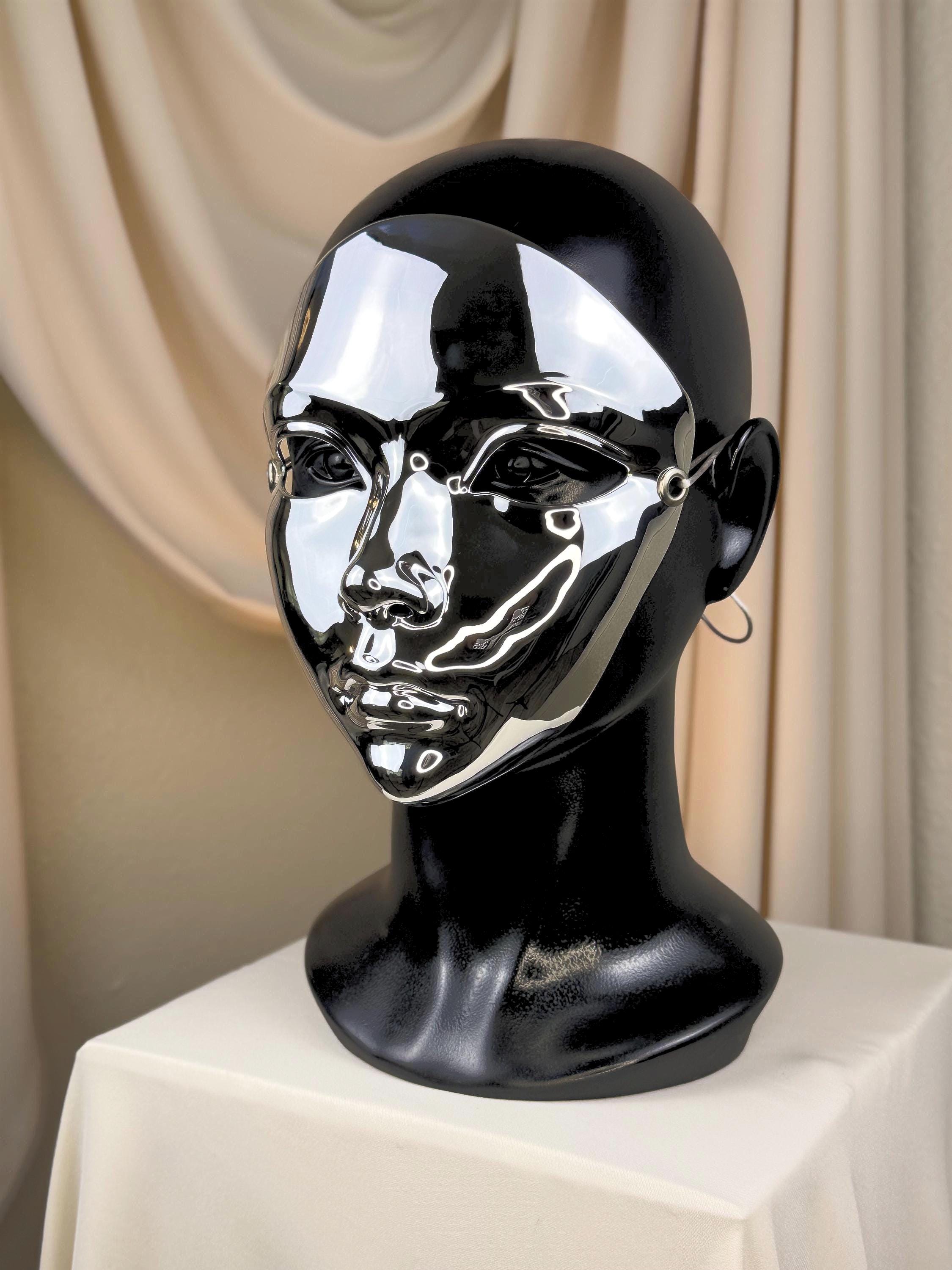 Silver Chrome Full Face Mask: Reflective Cyberpunk Rave Wearable Art - Etsy
