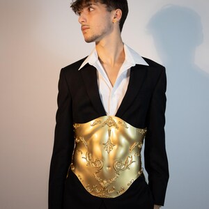Herren Barock-Rüstungs-Korsett - Handgefertigtes antikes Gold Statement Wear Royal Fashion Bild 6