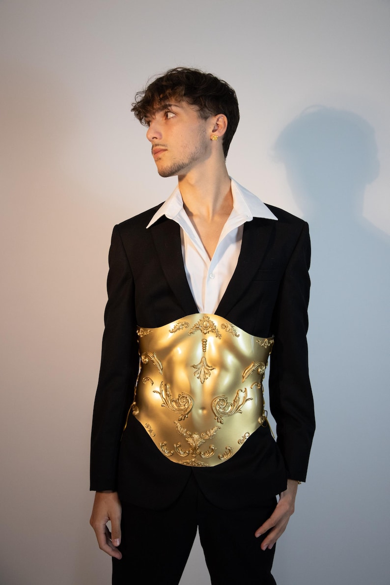 Herren Barock-Rüstungs-Korsett - Handgefertigtes antikes Gold Statement Wear Royal Fashion Bild 6