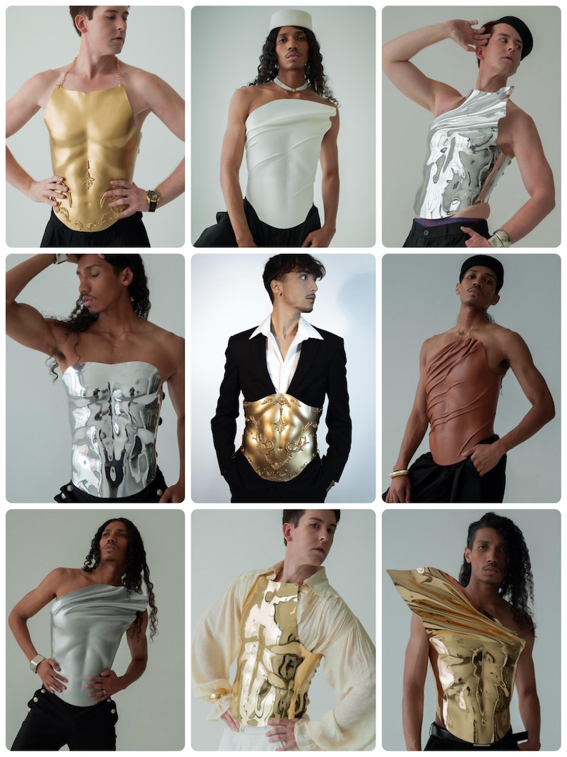 Herren Barock-Rüstungs-Korsett - Handgefertigtes antikes Gold Statement Wear Royal Fashion Bild 19