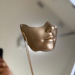 Gold Face Mask Armor Cosplay Mask Half Face Futuristic Art Mask Cyber Mask Costume Gothic Masquerade Sculptural Statement Mask