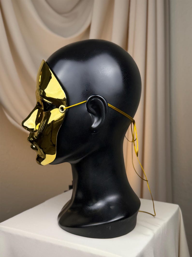 Matte Gold Metallic Full Face Mask: Mirror Shine or Matte Satin Couture ...
