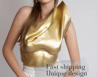 Gold Metallic Corset Top: Custom Fit Rave Steampunk Bustier