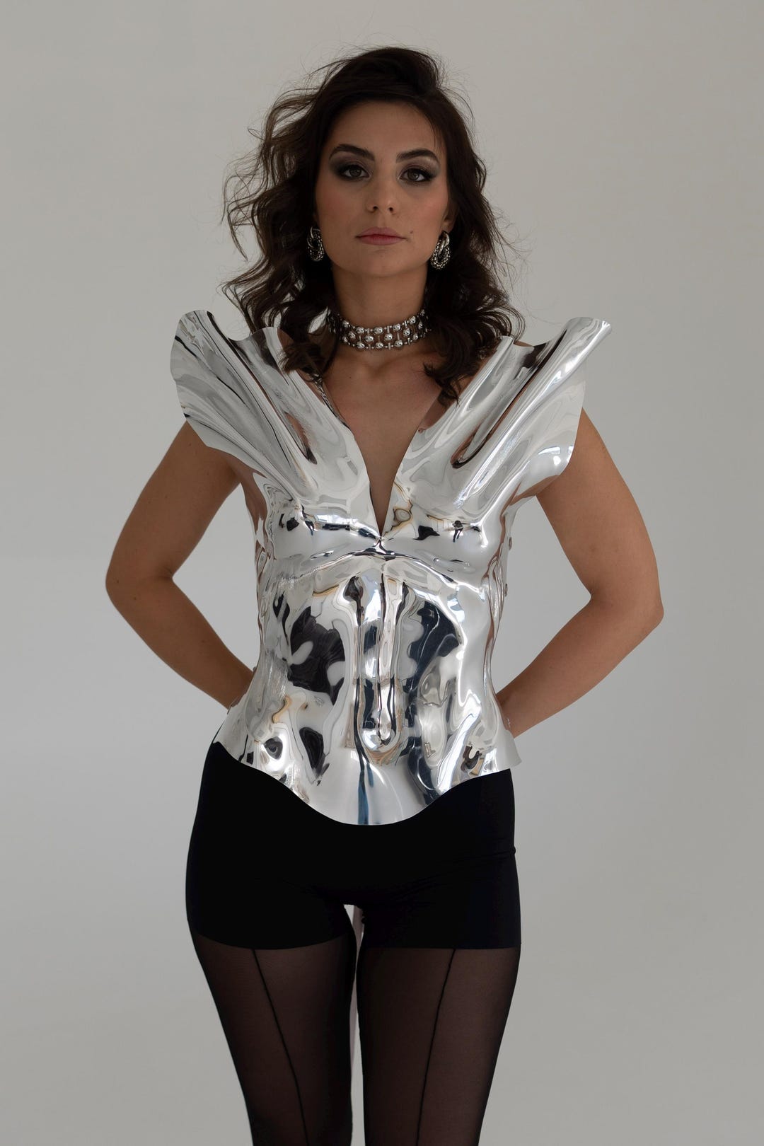トップス her praha - circular bustier silver 71yT9WcmR4L._UY350_.jpg