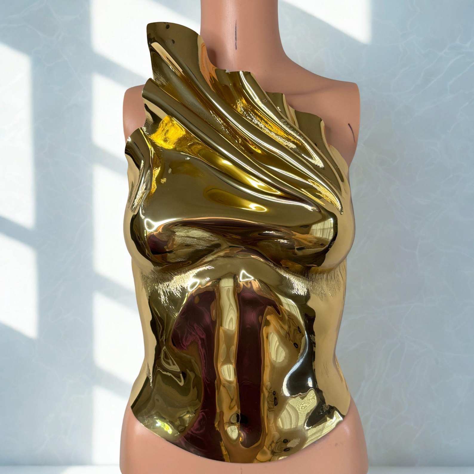 Gold Chrome Mirror Corset Top: Futuristic Rave Outfit - Etsy