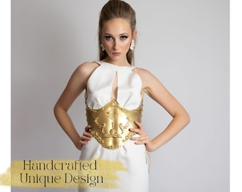 Gold Baroque Corset Belt: Metallic Stage Wear Bustier