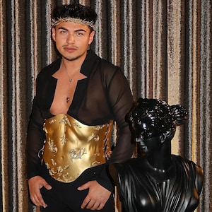 Herren Barock-Rüstungs-Korsett - Handgefertigtes antikes Gold Statement Wear Royal Fashion Bild 16
