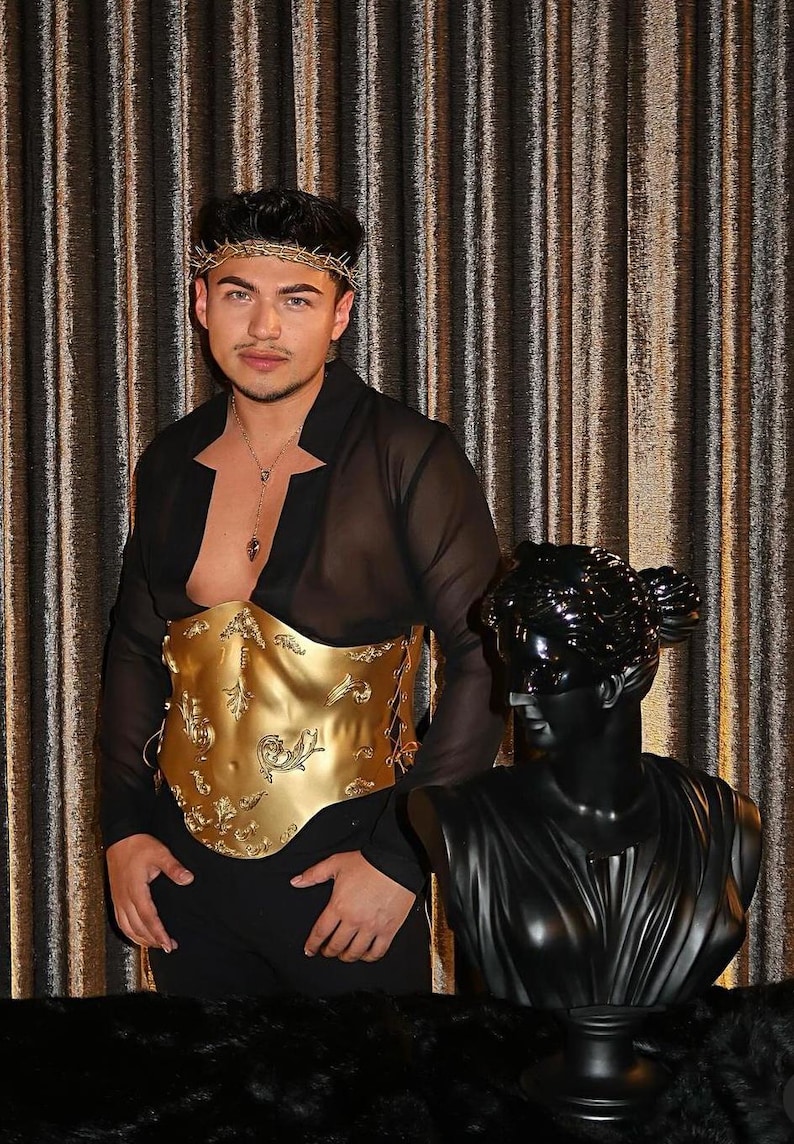 Herren Barock-Rüstungs-Korsett - Handgefertigtes antikes Gold Statement Wear Royal Fashion Bild 16