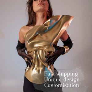 Custom Asymmetrical Gold Corset Birthday Party Outfit One of
