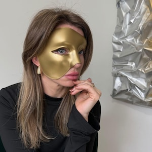 Maschera da ballo per feste a mezzo viso, accessorio per la testa in oro, accessorio per la dea fantasy, maschera veneziana gotica, cosplay, fantasy, Halloween