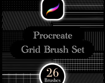 Procreate Grid Brush Set: 26 linjerade och prickade borstar (digital nedladdning)