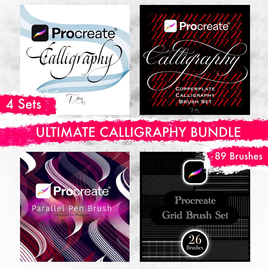 Procreate Calligraphy Brush Bundle: Italic, Copperplate, Grid