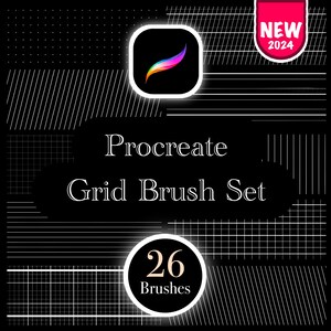 Grid Brushes für Procreate / 26 verschiedene Pinsel / liniertes gepunktetes Gitter