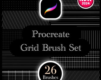 Gitterpinsel für Procreate / Ipad & Ipad Pro / 26 verschiedene Pinsel / Gepunktetes Gitter / Perfekte Gitterpinsel für Künstler