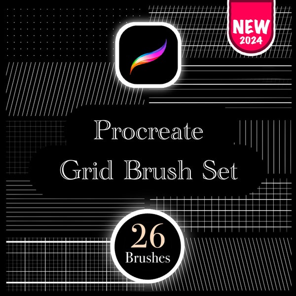 Grid Brushes For Procreate / Ipad & Ipad Pro / 26 different brushes / Lined Dotted Grid / Perfect Grid Brushes for artist