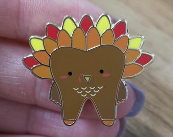 Turkey Pin, Thanksgiving Pin, Enamel Pin, Dental Pin, Tooth Pin, Dentistry, Dental, Dentist, Dental Hygienist, Dental Assistant