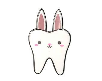 Bunny Pin, Tooth Pin, Bunny Tooth Pin, Dental Pin, Dentistry, Dentist, Dental Hygienist, Dental Assistant