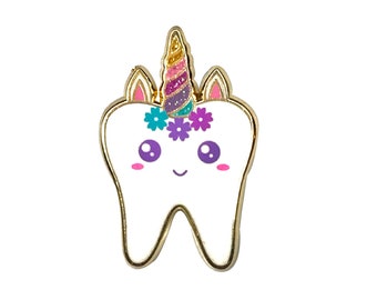 Unicorn Pin, Unicorn Tooth Pin, Tooth Pin, Dentistry, Dental, Dentist, Dental Hygienist, Dental Assistant, Gifts for Doctors, Healthcare