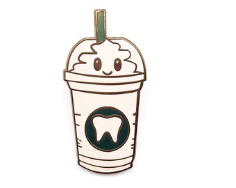 Coffee Enamel Pin, Tooth Pin, Dental Enamel Pin, Dental Tooth Pin, Dentist Gift, Dental Hygienist, Dental Assistant, Lab Coat Pin